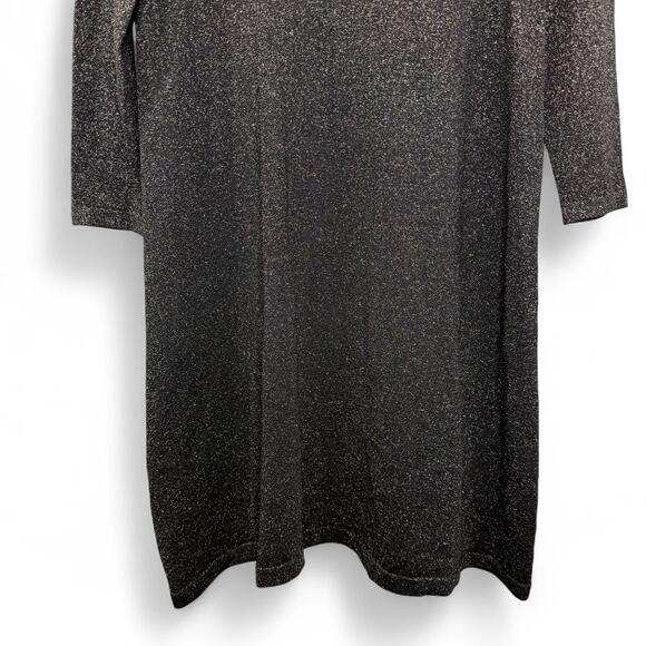 J. McLaughlin Black Metallic Knit Midi Dress Size Small Shimmer Minimalist Party - Picture 2 of 10
